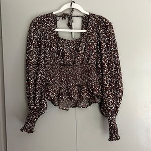 She+Sky Small brown and floral blouse